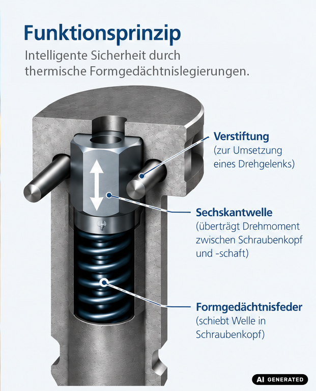 Abbildung Funktionsprinzip manipulationssichere Schraubverbindung